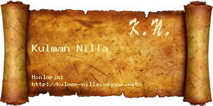 Kulman Nilla névjegykártya